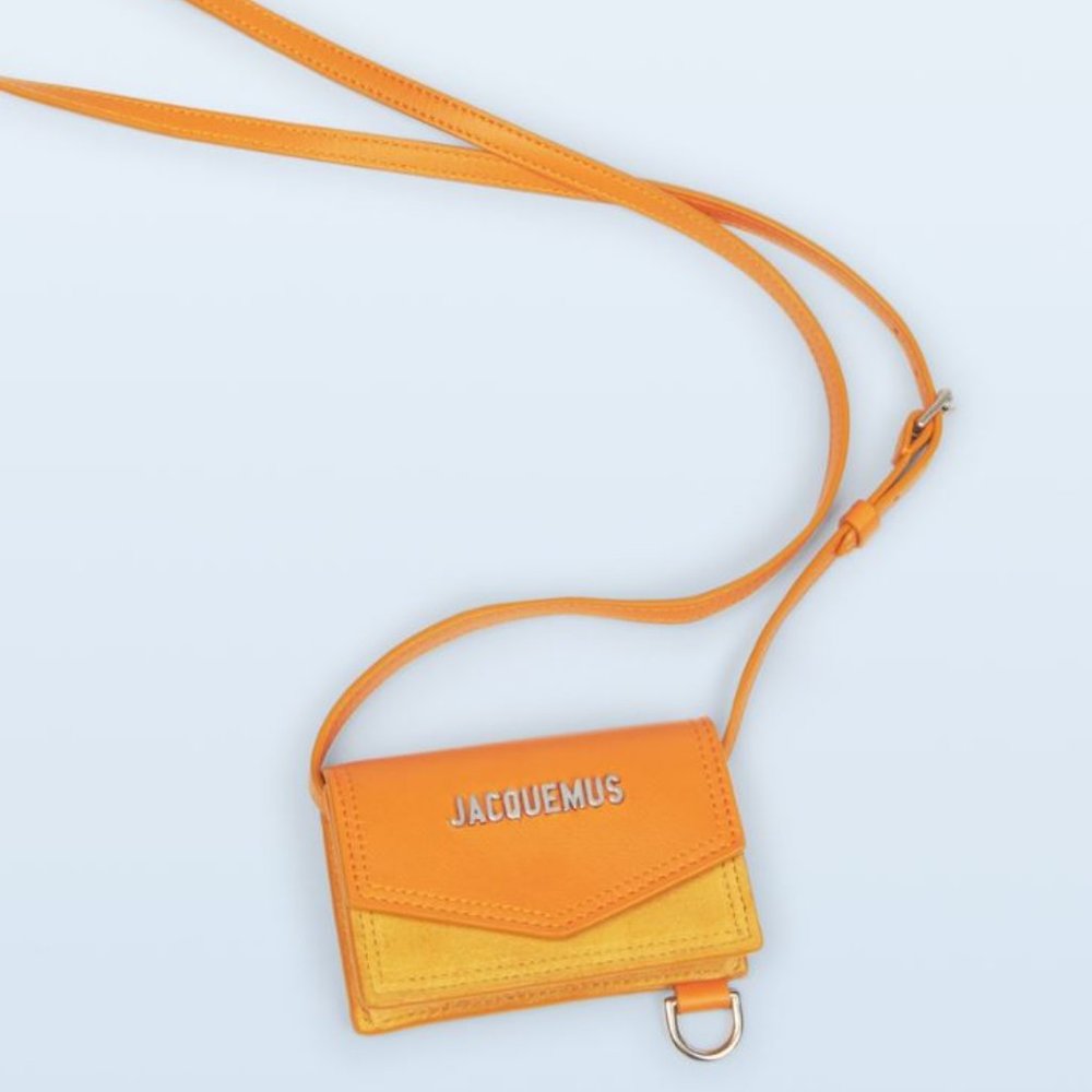 JACQUEMUS Women's Envelope Neck Pouch Le porte Azur in Light Orange NWT